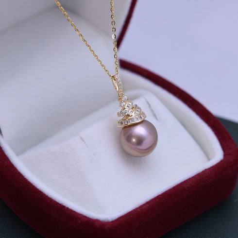 Sparkling Tree White / Purple Pearl Pendant Necklace – Sterling Silver/Gold Vermeil