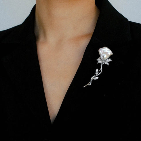 Rose Baroque Pearl Brooch - House Of Pearls