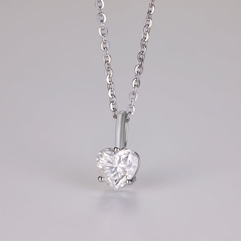 0.80CT Heart Pendant Diamond Necklace - Gold / Silver