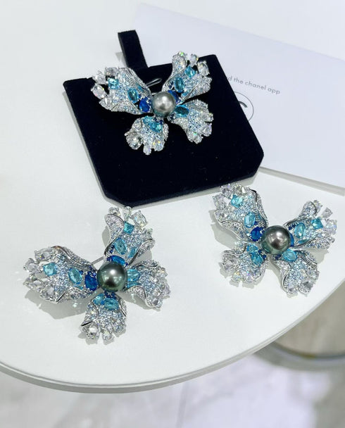 Blue Butterfly Pearl Brooch