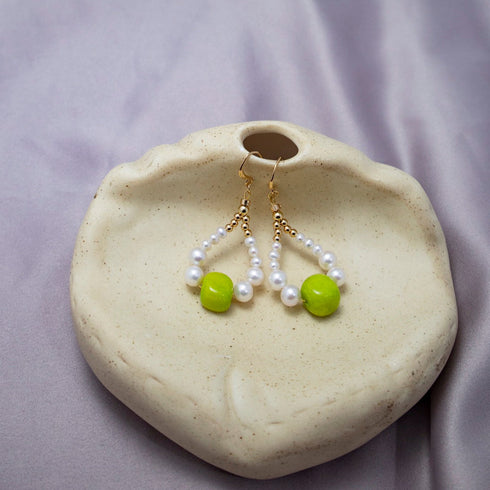 Colorful Cube Teardrop Pearl Earrings – Rustic Elegance