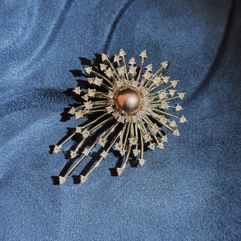 Purple Freshwater Pearl Fireworks Brooch
