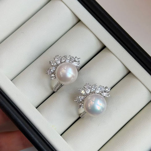 Radiant Halo Pearl Ring - Sterling Silver/ Gold Vermeil