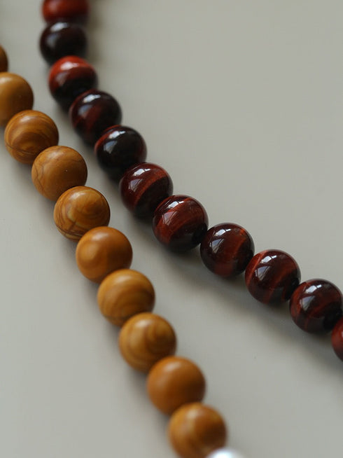 Baroque Pearl & Tiger Eye Stone Beaded Necklace - May-Lynn Studio Jewelry
