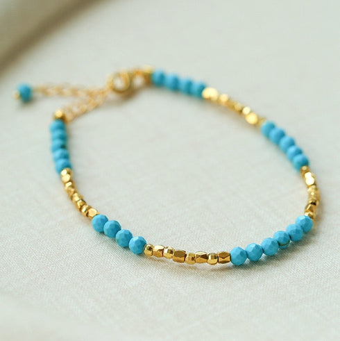Turquoise Gold Beads Short Necklace / Bracelet - Coastal Elegance (Purchase Separately)