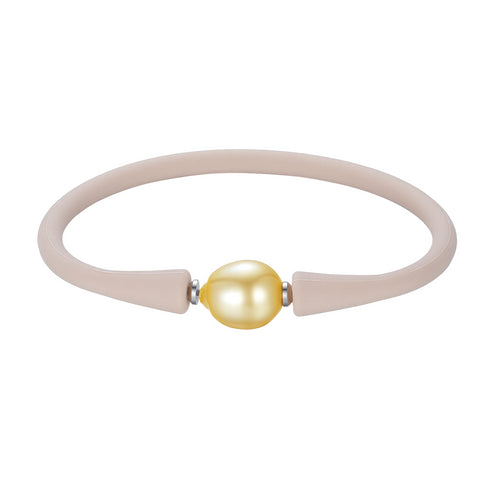 Golden South Sea Baroque Pearl Rubber Band Bracelet