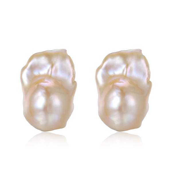 11–13mm Pink Bold Baroque Pearl Stud Earrings - Earrings made with hand-selected pearls from House of Pearls