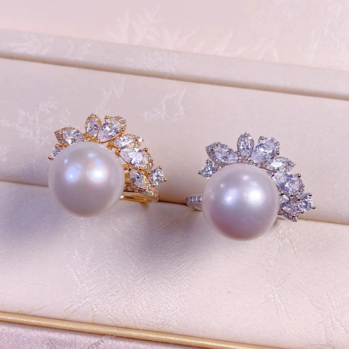 Radiant Halo Pearl Ring - Sterling Silver/ Gold Vermeil