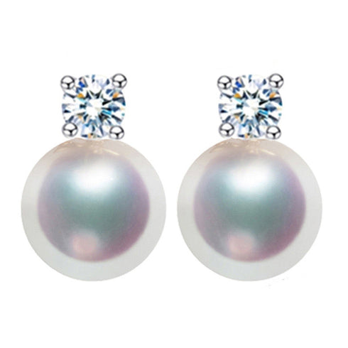 Sasha Button Freshwater Pearl Stud Earrings Different Colors - May-Lynn