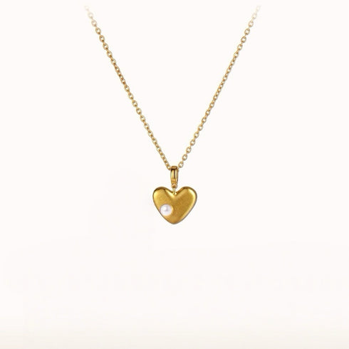 Fluid Heart Pearl Necklace – Gold Plated