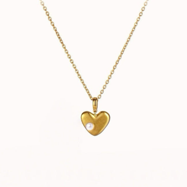 Fluid Heart Pearl Necklace – Gold Plated