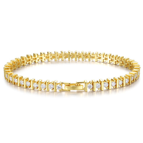 Stylish Full Tennis Cross Moissanite Gold Bracelet