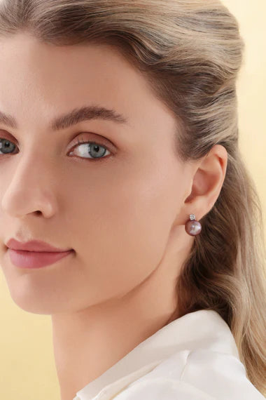 9-10mm Purple Freshwater Pearl & Sasha Earrings