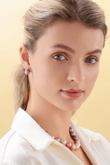 9-10mm Purple Freshwater Pearl & Sasha Earrings