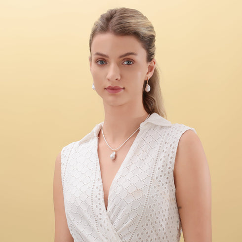 Baroque Pearl Leather Cord Necklace - May-Lynn