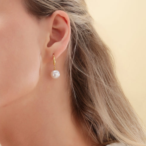 10-11mm Freshwater Pearl & Classic Hoops Earrings - House Of Pearls