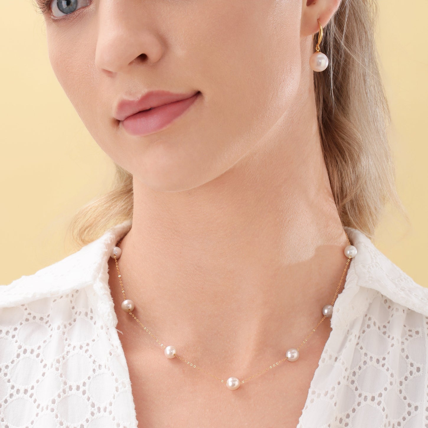 White 7-8mm Chinese Akoya Seven Pearls Tincup Necklace - House Of Pearls