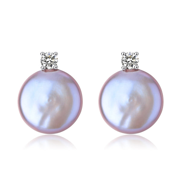 Sasha Purple Coin Baroque Pearl Stud Earrings - House Of Pearls