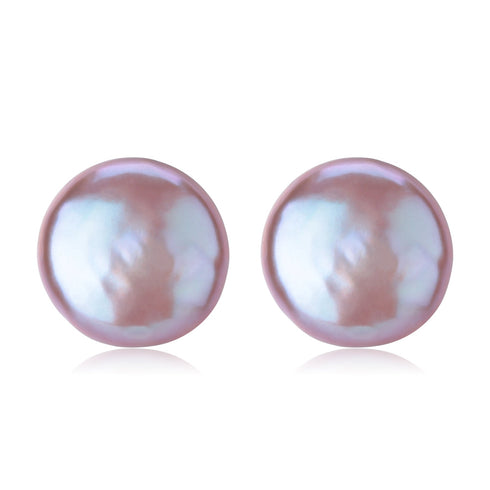 Purple Coin Baroque Pearl Stud Earrings - House Of Pearls