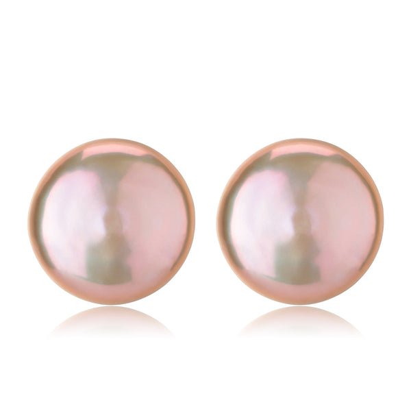 Pink Coin Baroque Pearl Stud Earrings - House Of Pearls