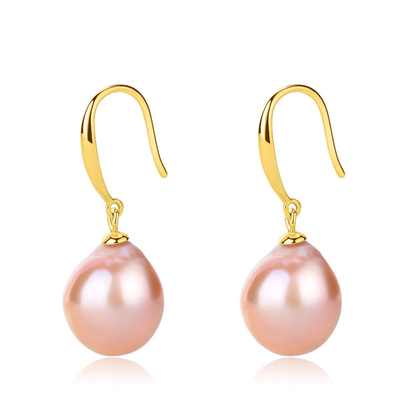 Classic Hook Pink Baroque Pearl Earrings - House Of Pearls