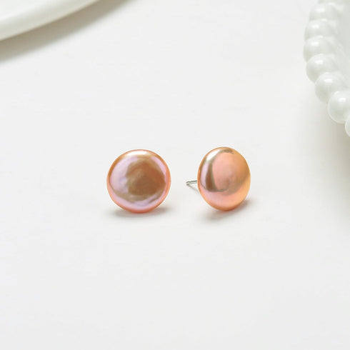 Pink Coin Baroque Pearl Stud Earrings - House Of Pearls