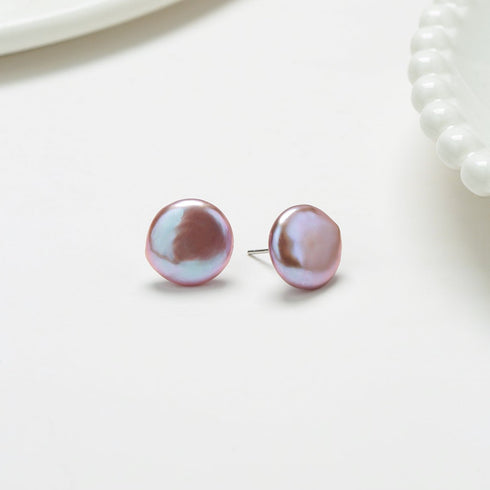 Purple Coin Baroque Pearl Stud Earrings - House Of Pearls