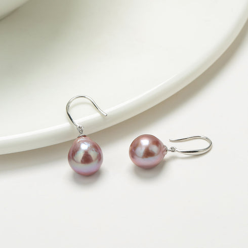 Classic Hook Purple Baroque Pearl Earrings - House Of Pearls