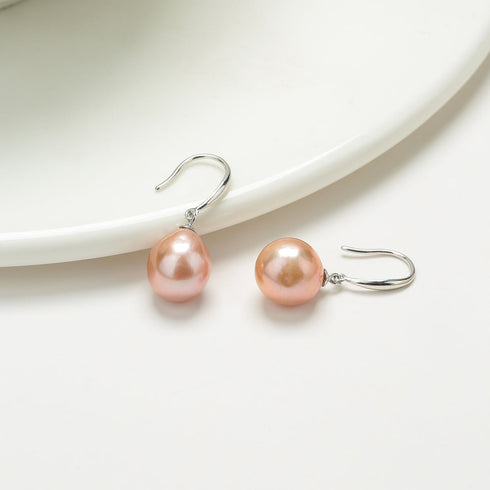 Classic Hook Pink Baroque Pearl Earrings - House Of Pearls