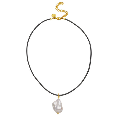 Baroque Pearl Leather Cord Necklace - May-Lynn