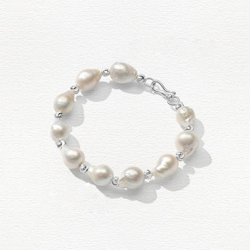 Baroque Pearl Silver Beads Bracelet - Sterling Silver