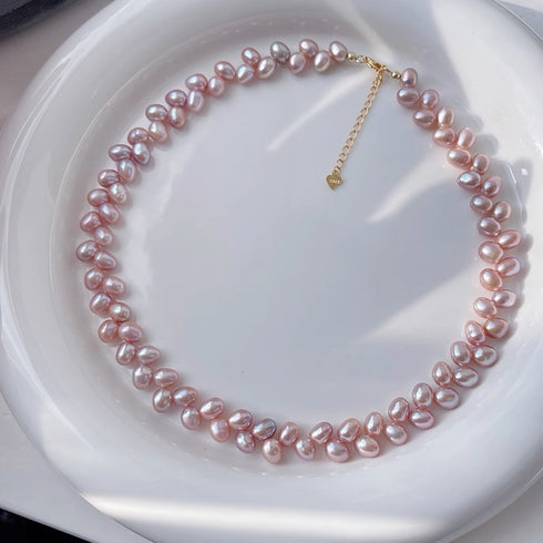 Wheat Rice Baroque Pearl Necklace – Sterling Silver