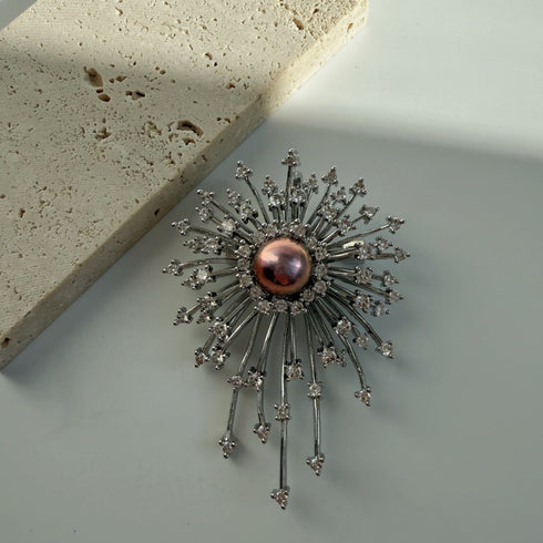 Purple Freshwater Pearl Fireworks Brooch