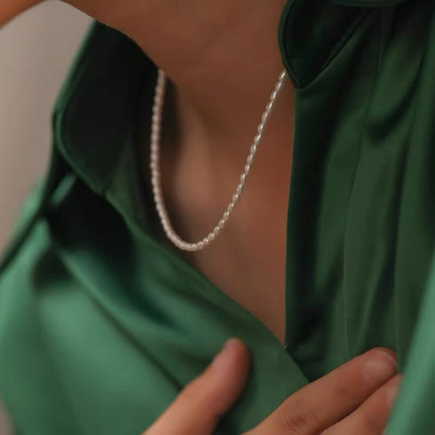 Mini Baroque Rice Pearl Bracelet and Necklace Set – Gold Vermeil