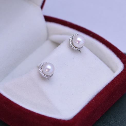 Sunflower Freshwater Pearl Stud Earrings – Gold Vermeil/Sterling Silver