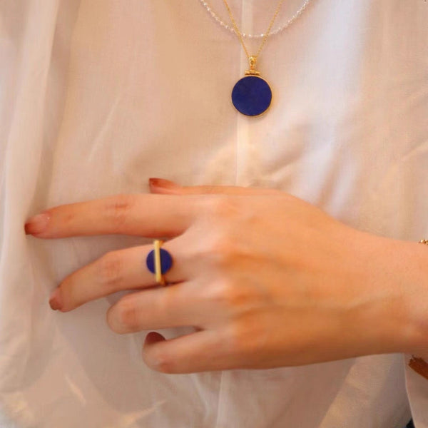 Lapis Lazuli Golden Line Ring – Gold Vermeil