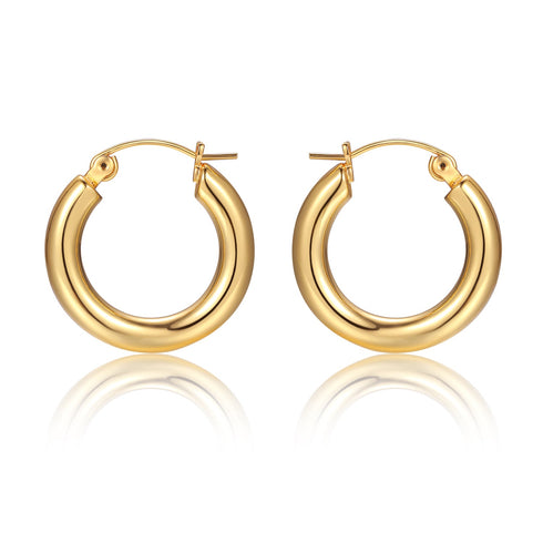 Glossy Hoops Earrings Gold Vermeil Sterling Silver - Zafari Studio Jewelry