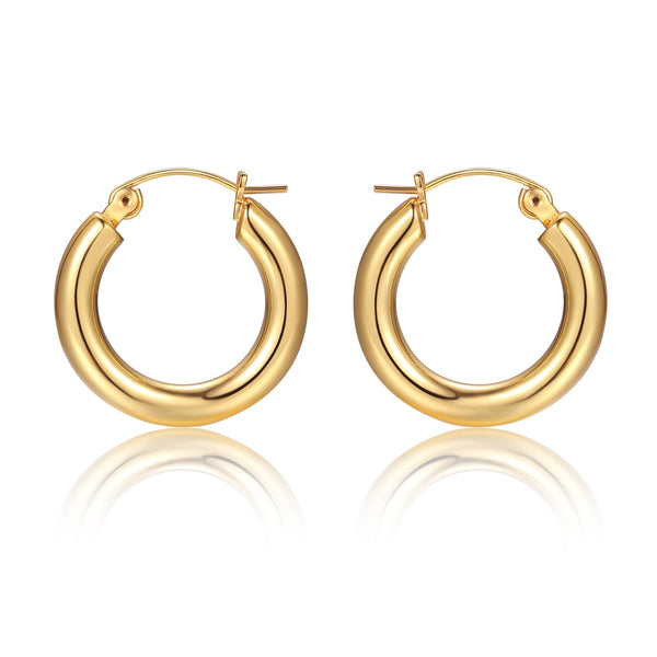 Glossy Hoops Earrings Gold Vermeil Sterling Silver - Zafari Studio Jewelry