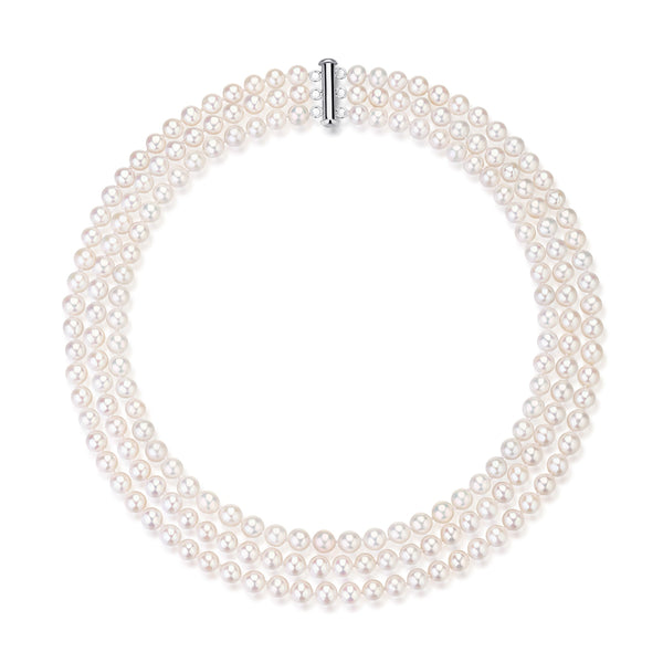 6-7mm Triple Strand Freshwater Pearls Bracelet Necklace Set(Purchase Individually) - House Of Pearls
