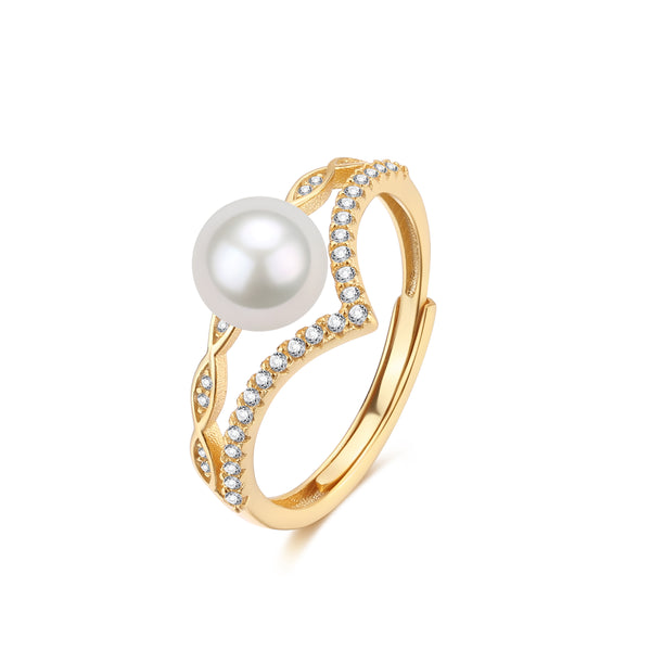 Crown Zirconia Pearl Ring - 18K Gold Vermeil / S925 Silver