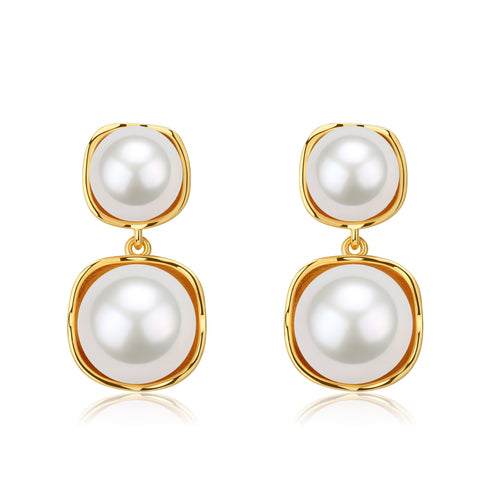 Elegant Double Freshwater Pearl Earrings – Gold Vermeil