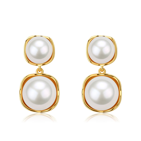 Elegant Double Freshwater Pearl Earrings – Gold Vermeil