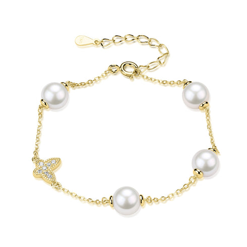 6-7mm Freshwater Pearl Butterfly Bracelet - House Of Pearls