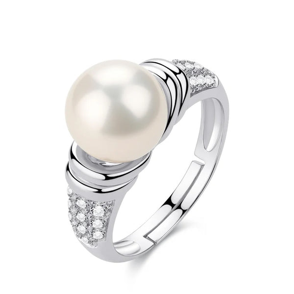 Elegant Pearl Zirconia Statement Ring - Stylish Daily Wear