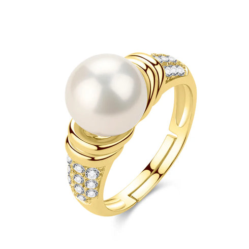 Elegant Pearl Zirconia Statement Ring - Stylish Daily Wear