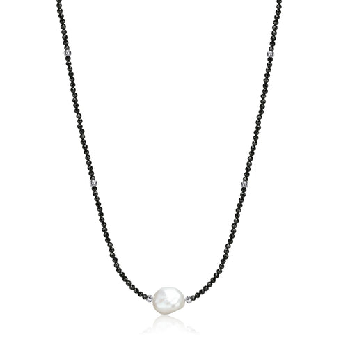 Black Spinel Beaded Baroque Pearls Choker Necklace - May-Lynn