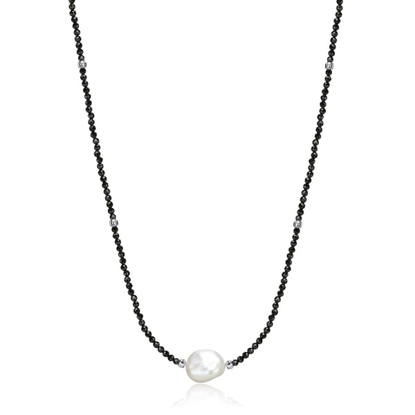 Black Spinel Beaded Baroque Pearls Choker Necklace - May-Lynn