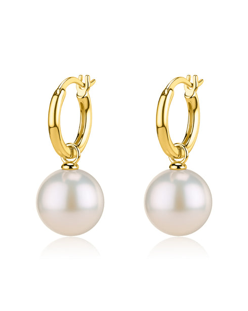 Power Edison Pearl Gold Hoop Earrings - White/ Purple Pearls with Versatile Design