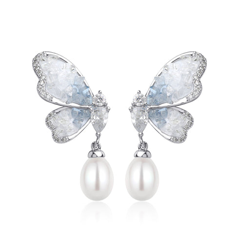 Butterfly Oval Pearl Earrings - May-Lynn Jewelry