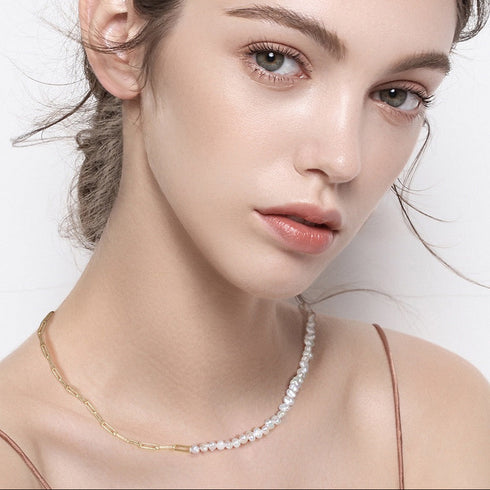 Baroque Pearl Chain Bracelet & Necklace Set – Sterling Silver